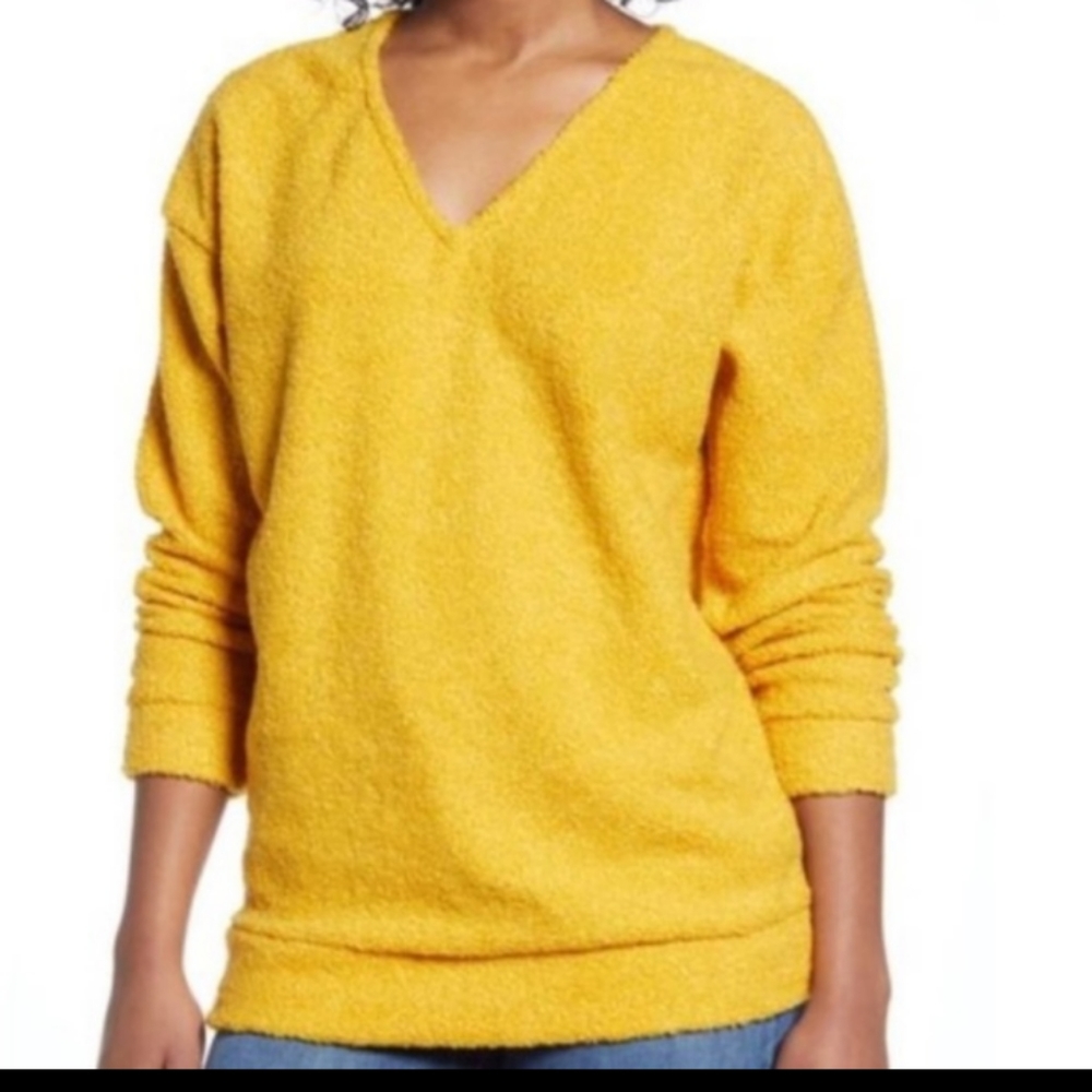 Caslon yellow Sherpa Shearling Teddy Sweater Size Small - Picture 2 of 11
